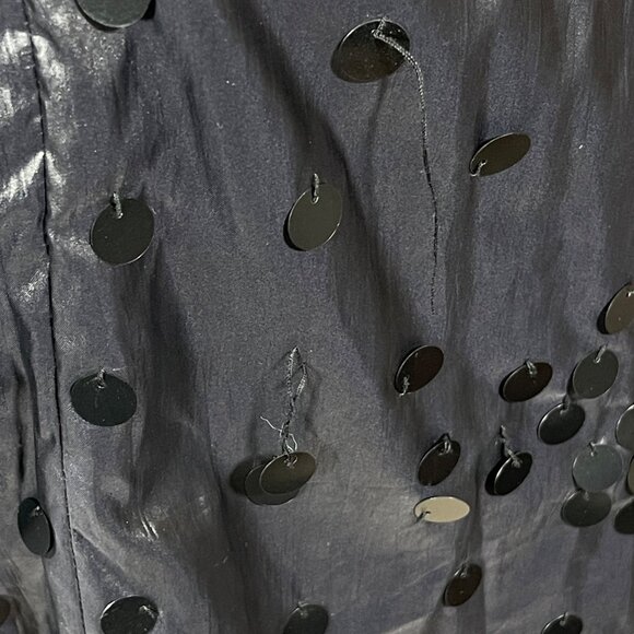 Ryu Flat Sequin Dress Shoulder Bow Black Shift Shimmery S Small Mini Cocktail - Picture 4 of 9